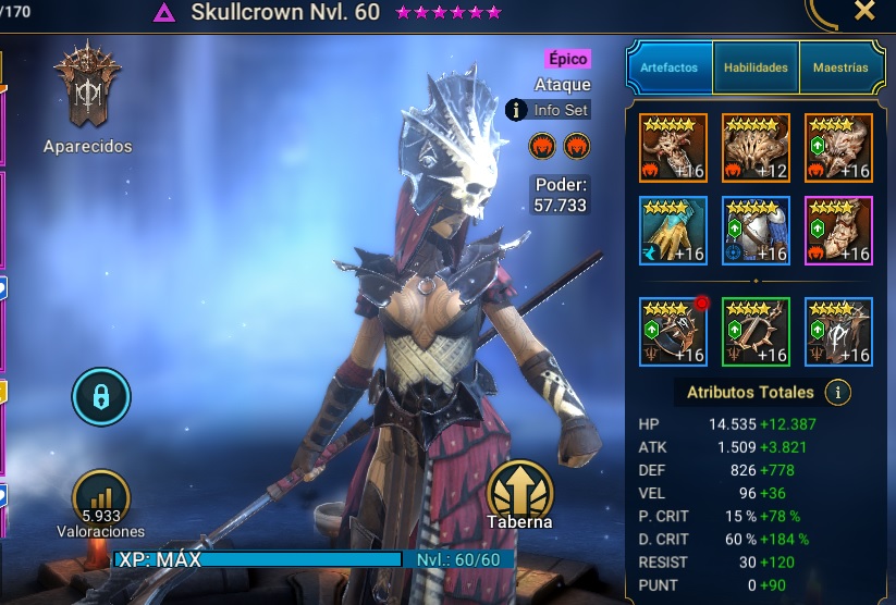 Skullcrown gear and stats