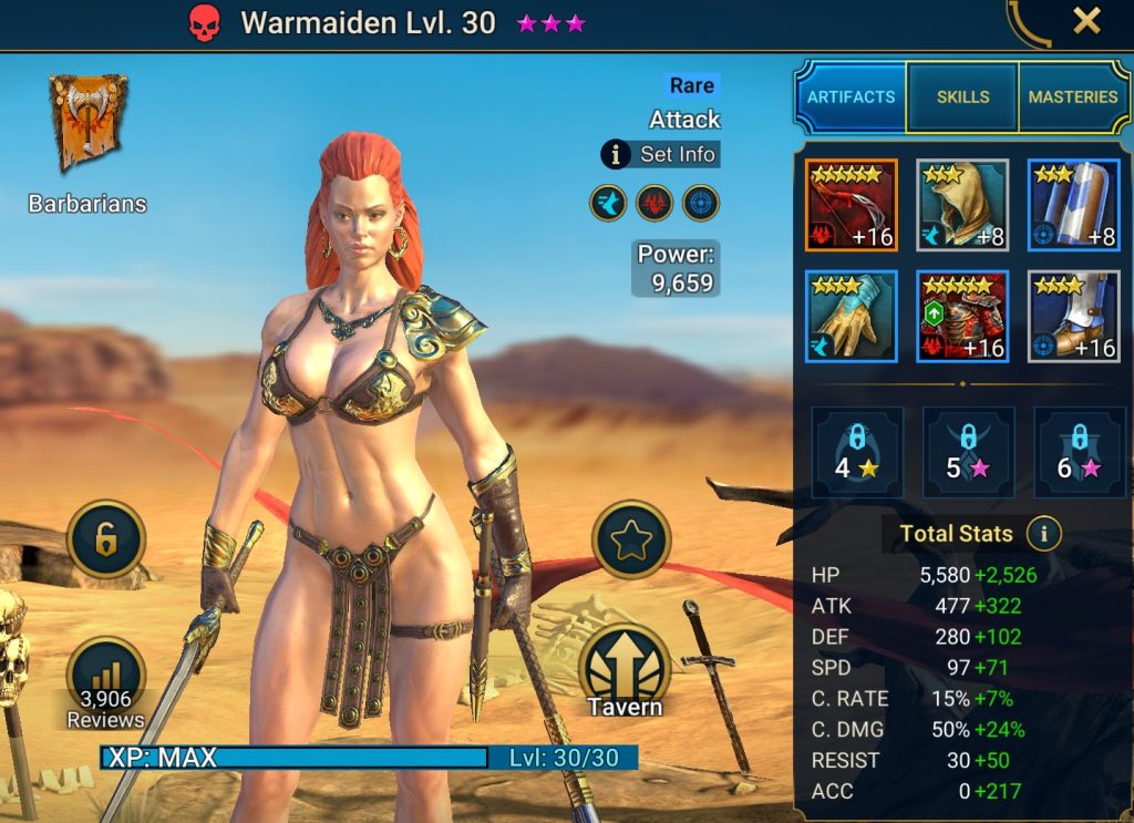 warmaiden early game gearing