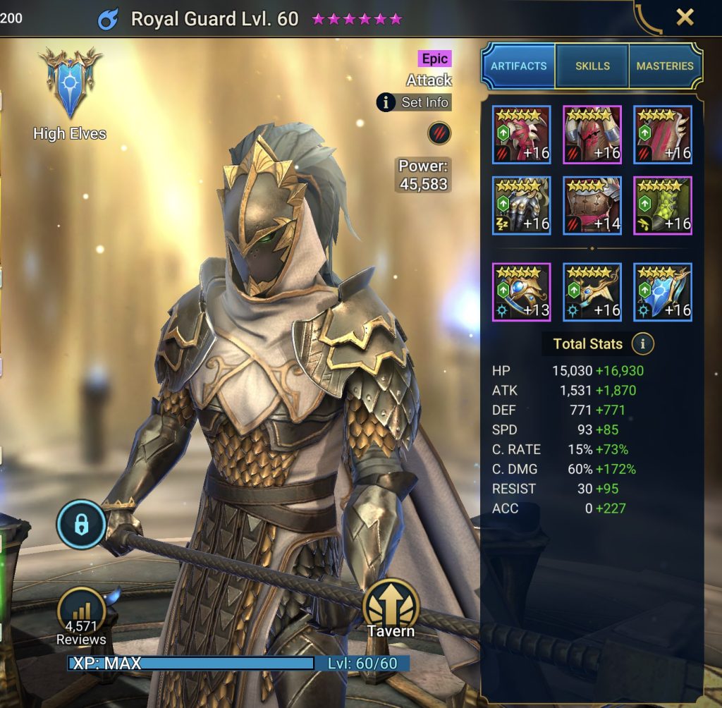 royal guard late game gear