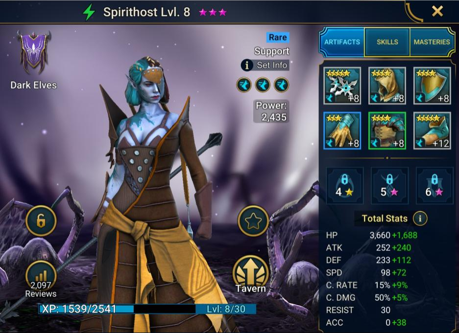 spirithost gear and stats build