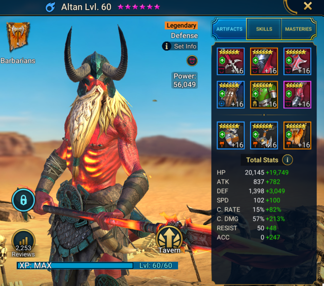 Altan gear and stats build