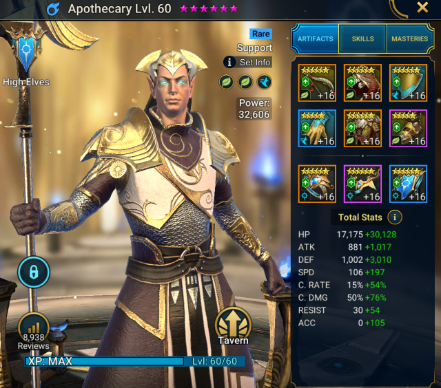 Apothecary clan boss gear and stats build