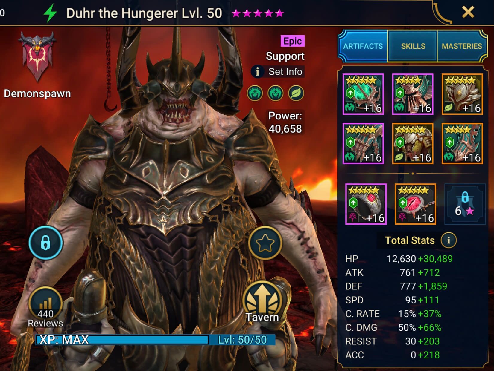 Duhr the Hungerer gear and stats build