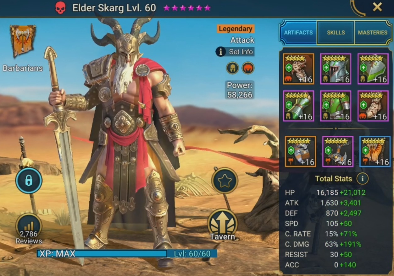 Elder Skarg gear and stats build Non-Unkillable clan boss
