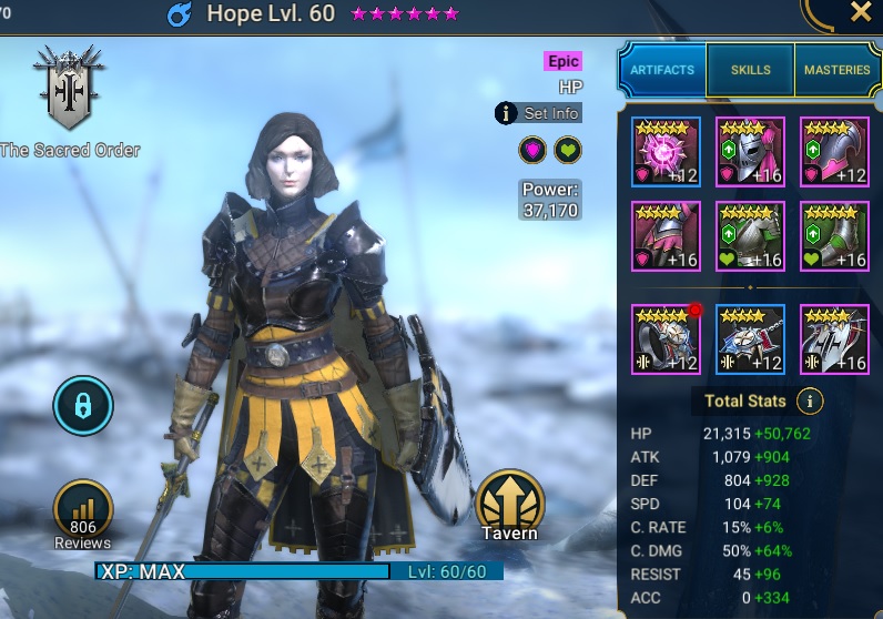 Hope gear and stats build