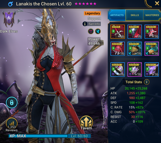 Lanakis the Chosen gear and stats build