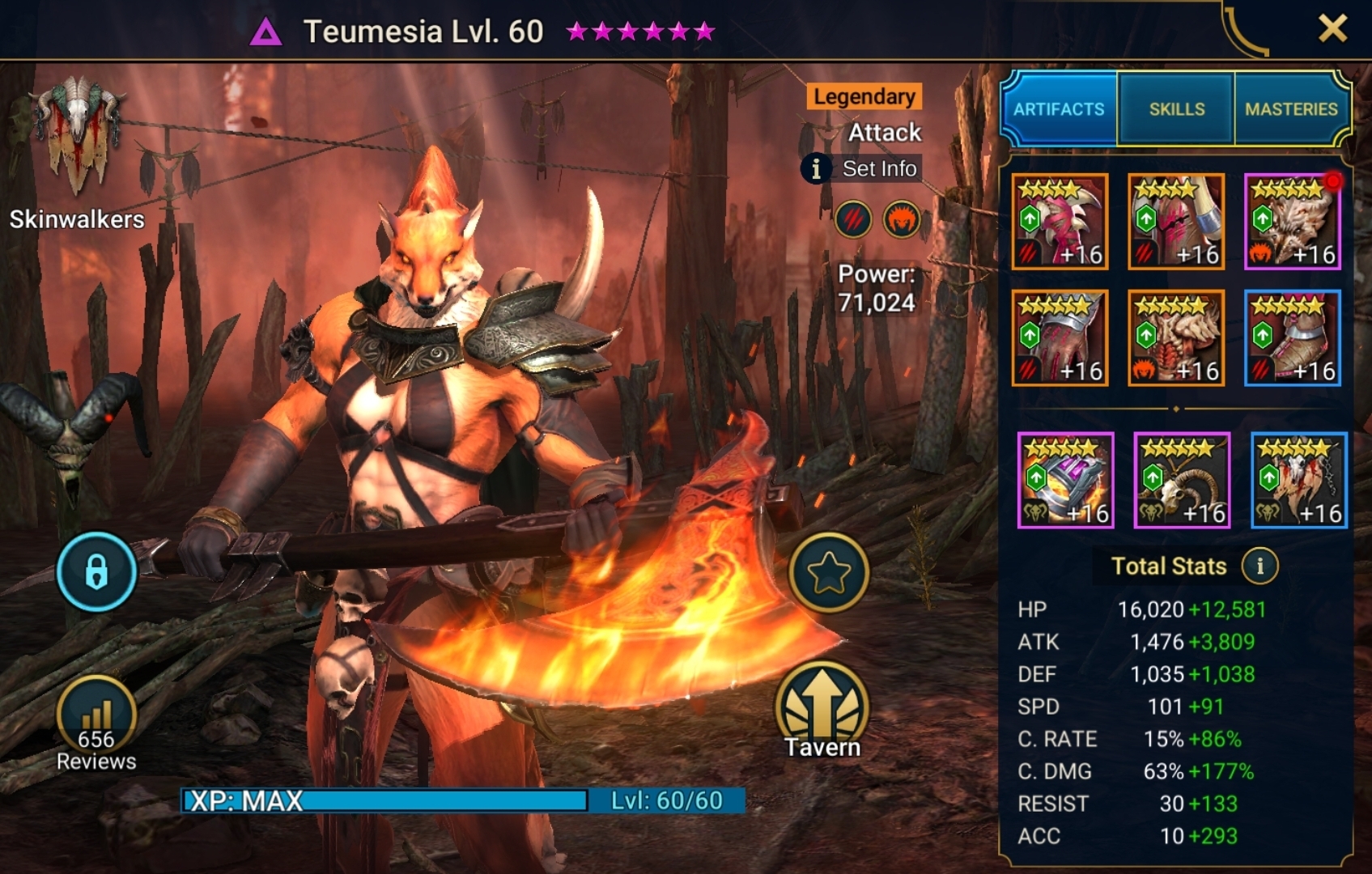 Teumesia gear and stats build