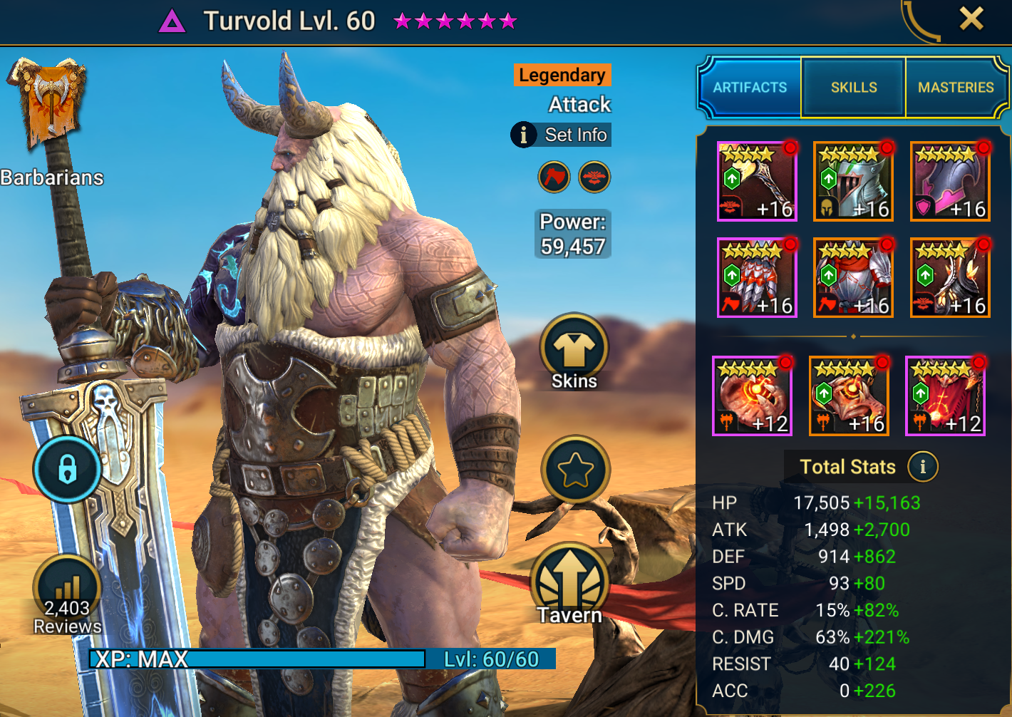 Turvold Myth Fu Composition gear and stats build
