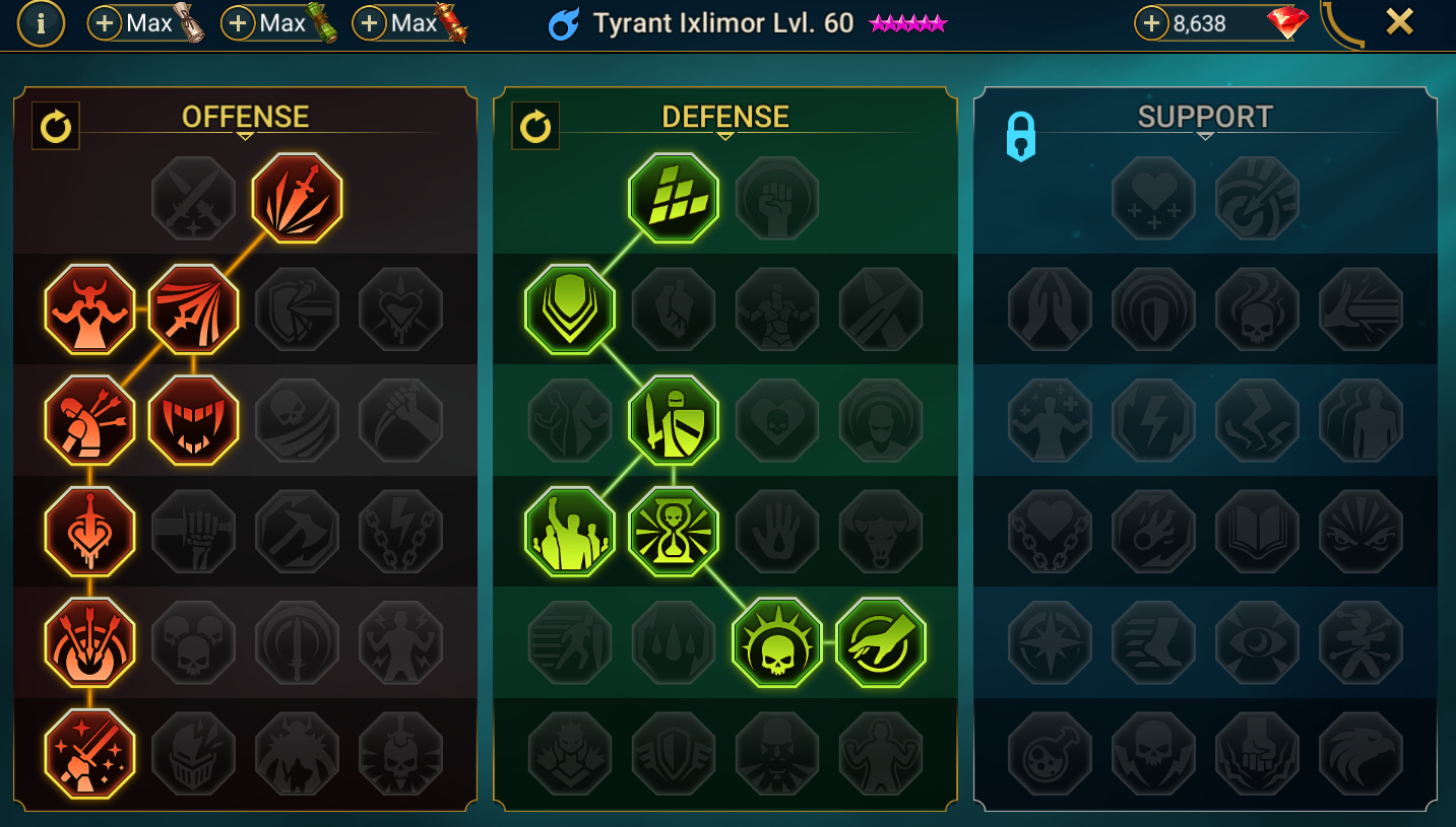 Tyrant Ixlimor clan boss masteries