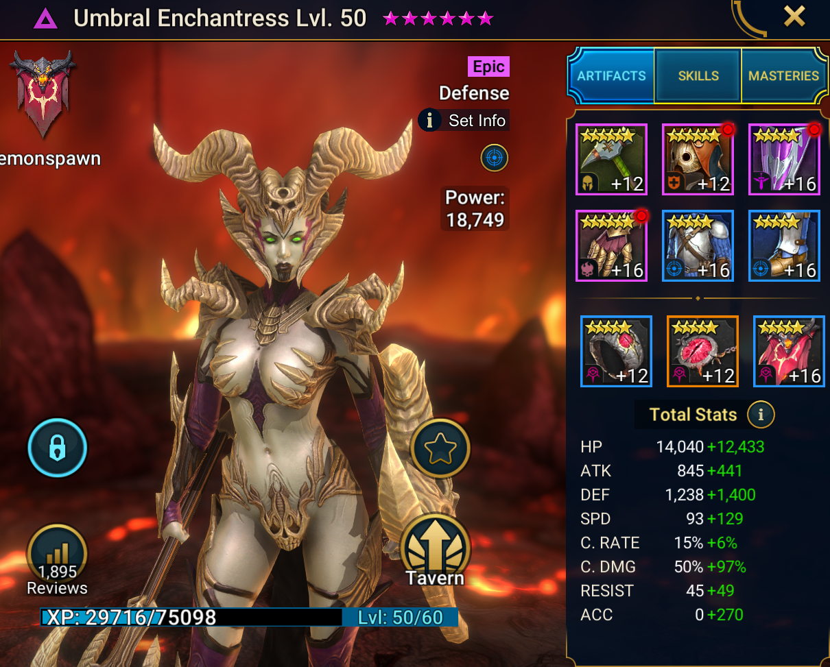 Umbral Enchantress Mid Game gear and stats