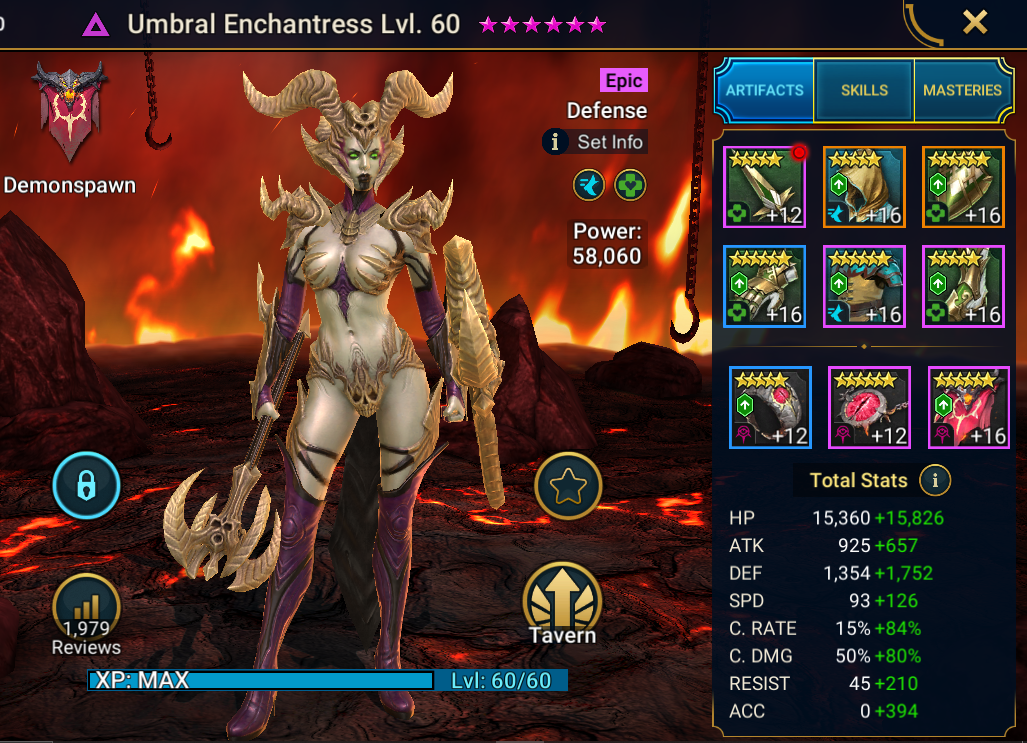 Umbral Enchantress late game gear and stats