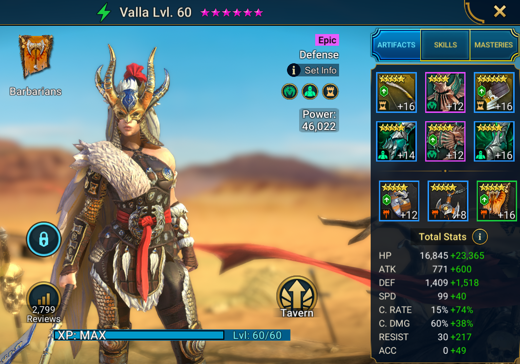 Valla gear and stats build