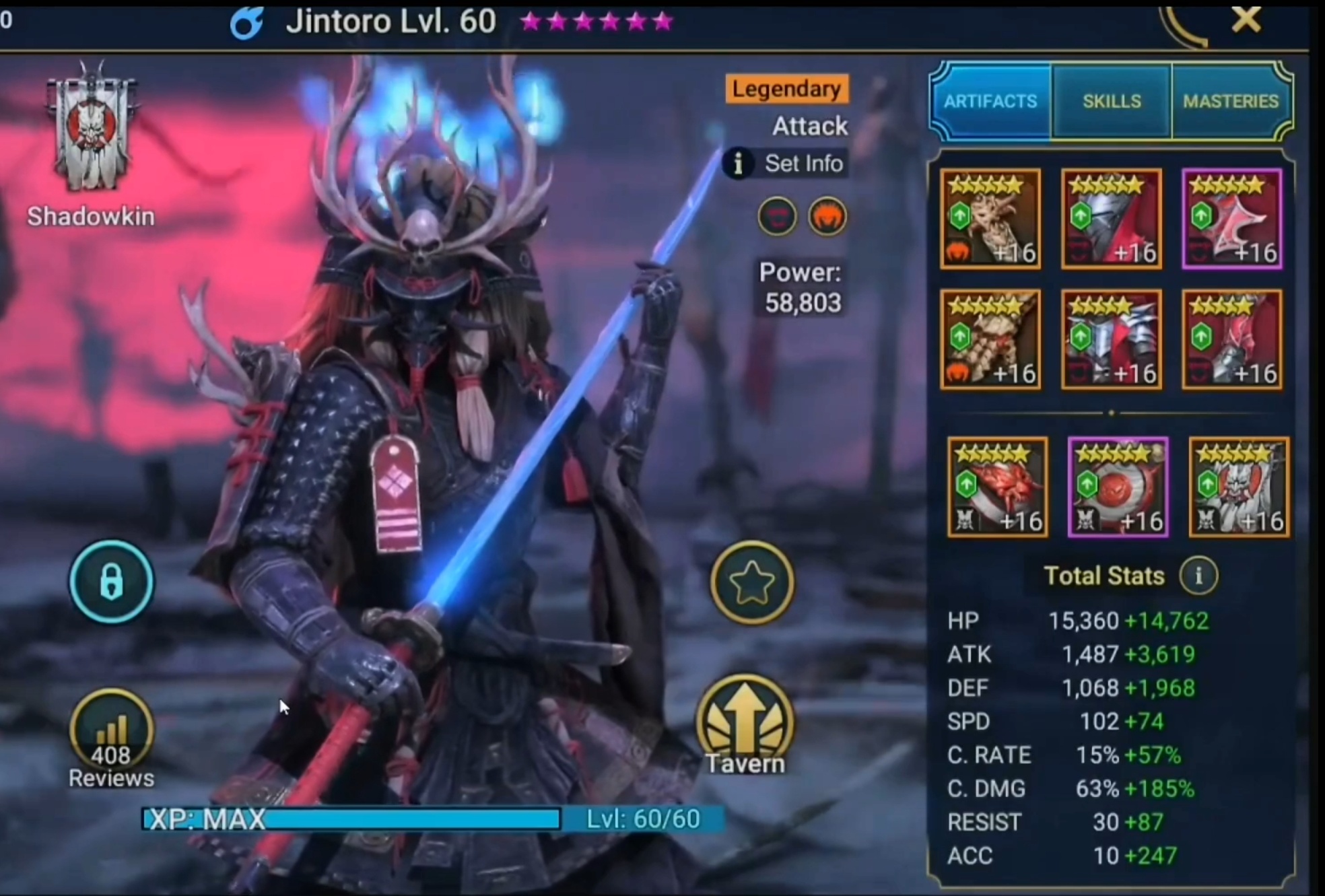 jintoro Standard Non-unkillable CA gear and stats
