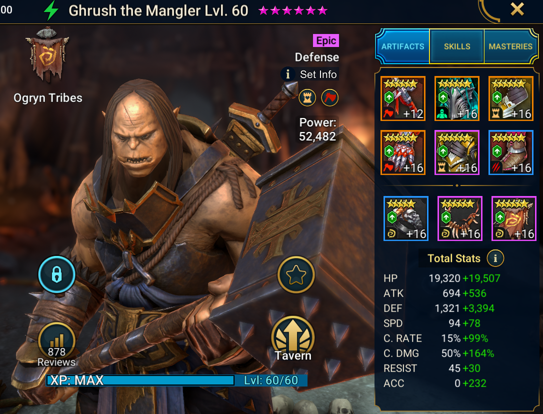Ghrush the Mangler gear and stats build
