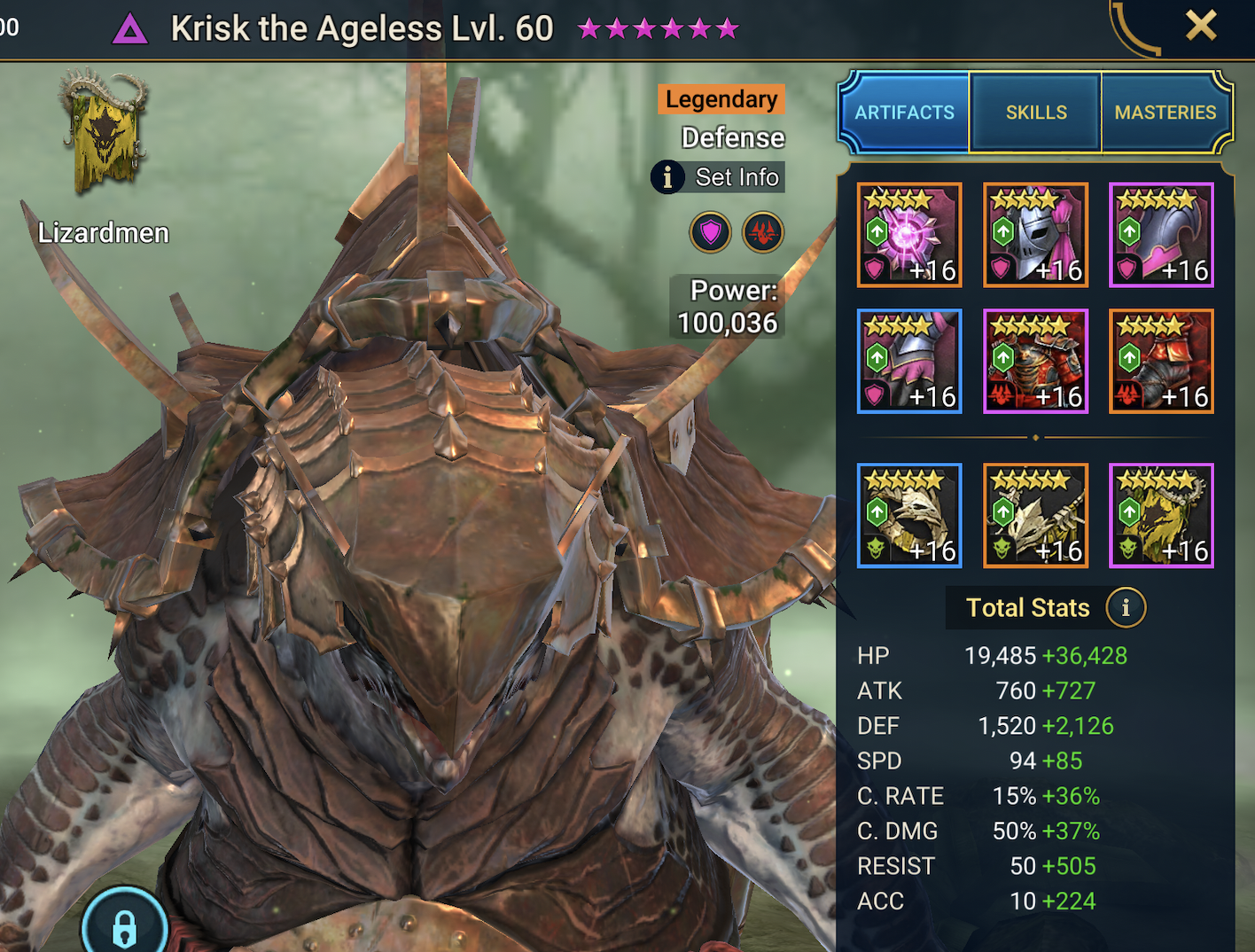 Krisk the Ageless gear and stats