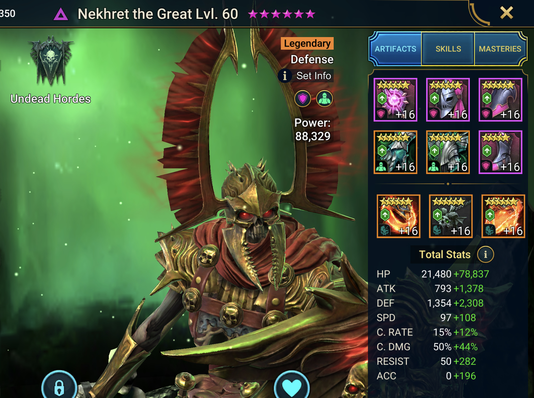 Nekhret the Great gear and stats build