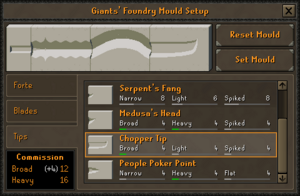 osrs giants foundry Mould Interface